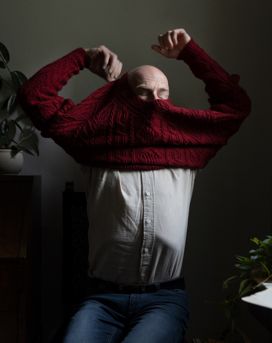 Ivar Asplund med sin stickade matematiktröja.
